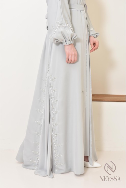 Abaya longue Dubaï pour femme à manches bouffantes, tenue Aid 2025