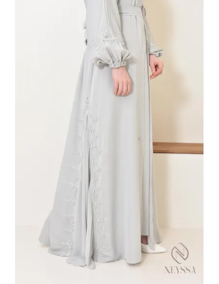 Abaya longue Dubaï pour femme à manches bouffantes, tenue Aid 2025