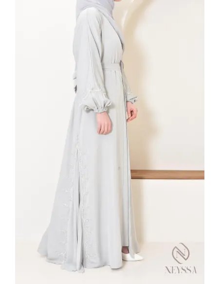 Abaya longue Dubaï pour femme à manches bouffantes, tenue Aid 2025