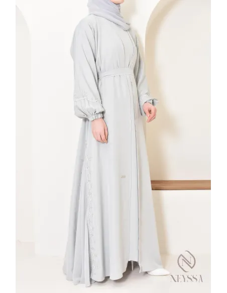 Lange Abaya Dubai für Frauen mit Puffärmeln, Aid 2025 Outfit