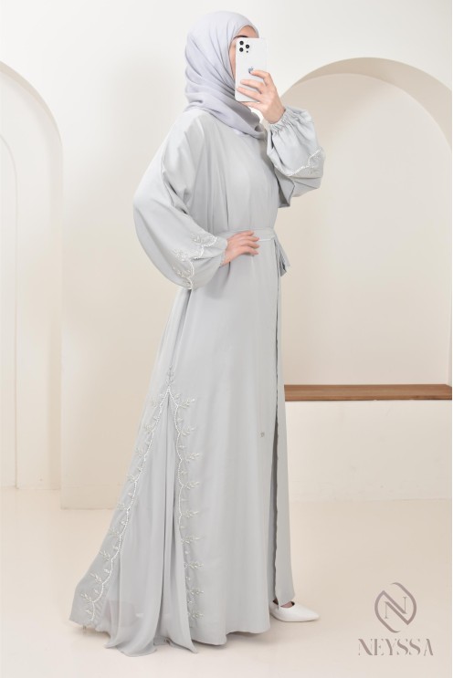 Women's long Dubai abaya with puffed sleeves, Aid 2025 outfit