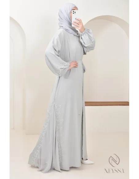 Abaya longue Dubaï pour femme à manches bouffantes, tenue Aid 2025