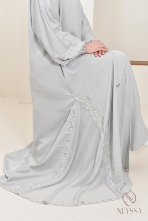 Lange Abaya Dubai für Frauen mit Puffärmeln, Aid 2025 Outfit