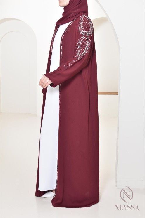 Abaya Dubaï style kimono pour femme hijabi, tenue Aid 2025