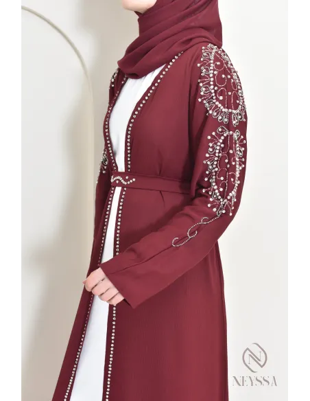 Abaya Dubaï style kimono pour femme hijabi, tenue Aid 2025