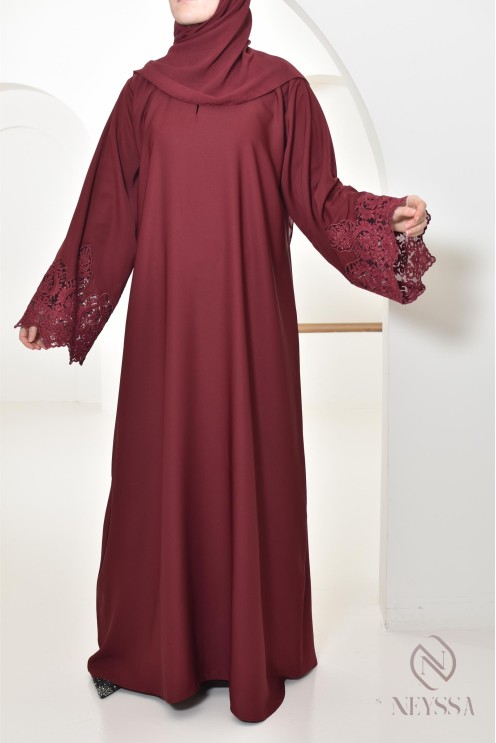 Abaya Dubai long muslim woman Bordeaux. Aid 2025 hijabi outfit