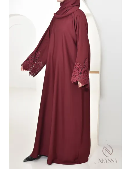 Abaya Dubai long muslim woman Bordeaux. Aid 2025 hijabi outfit