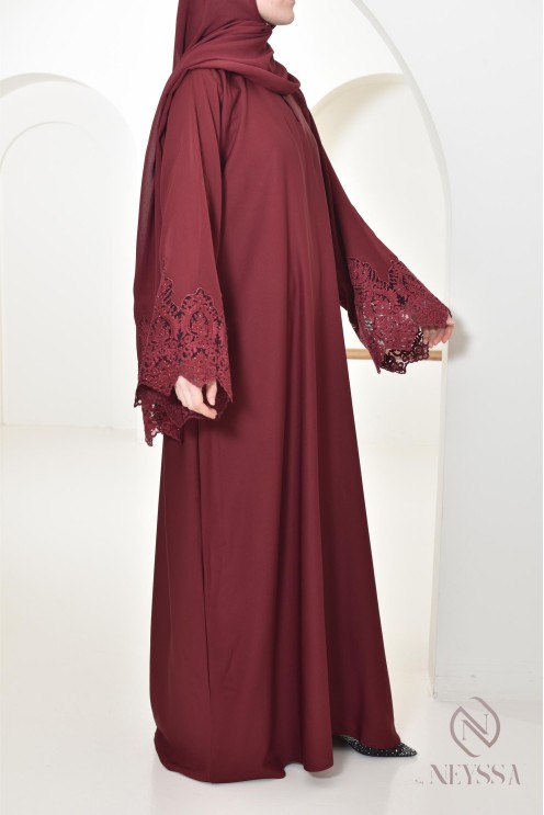 Abaya Dubai long muslim woman Bordeaux. Aid 2025 hijabi outfit