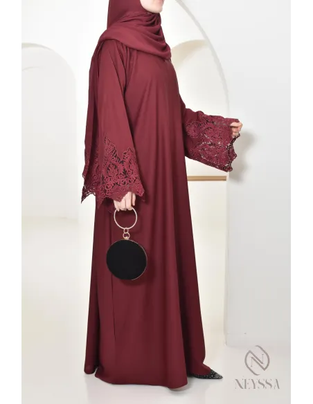 Abaya Dubai long muslim woman Bordeaux. Aid 2025 hijabi outfit