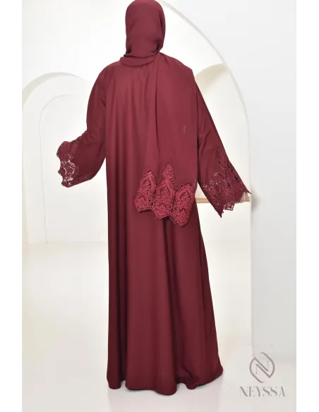 Abaya Dubai long muslim woman Bordeaux. Aid 2025 hijabi outfit