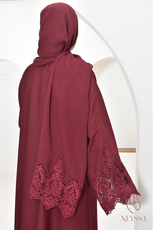 Abaya Dubai long muslim woman Bordeaux. Aid 2025 hijabi outfit