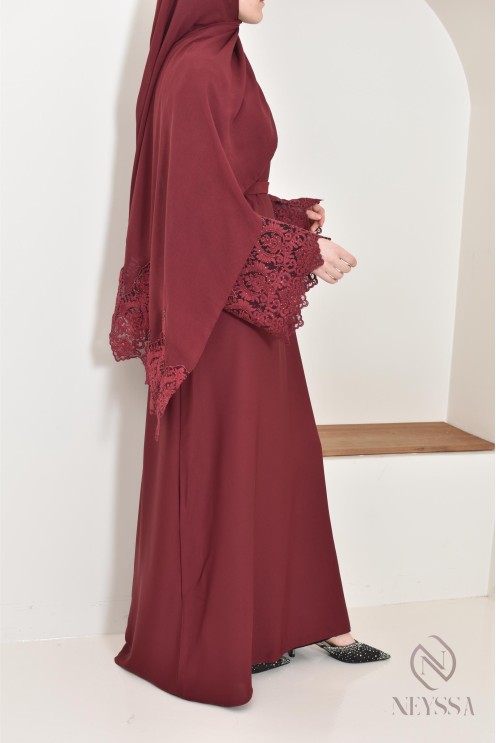 Abaya Dubai long muslim woman Bordeaux. Aid 2025 hijabi outfit