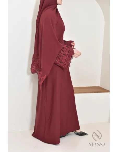Abaya Dubai long muslim woman Bordeaux. Aid 2025 hijabi outfit