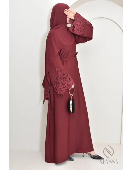 Abaya Dubai long muslim woman Bordeaux. Aid 2025 hijabi outfit