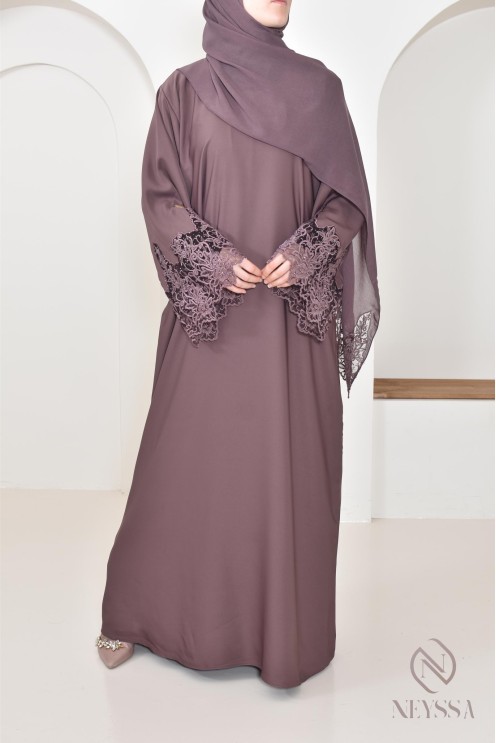 Abaya Dubaï mauve moderne pour femme, abaya de luxe, tenue Aid hijabi