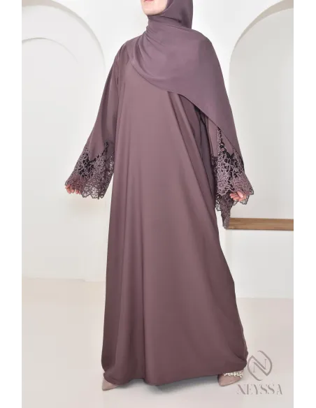 Abaya Dubaï mauve moderne pour femme, abaya de luxe, tenue Aid hijabi