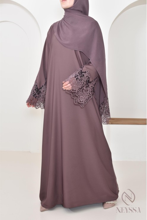 Abaya Dubaï mauve moderne pour femme, abaya de luxe, tenue Aid hijabi