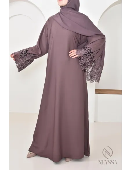 Abaya Dubaï mauve moderne pour femme, abaya de luxe, tenue Aid hijabi