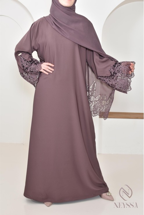 Abaya Dubaï mauve moderne pour femme, abaya de luxe, tenue Aid hijabi