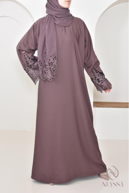 Abaya Dubaï mauve moderne pour femme, abaya de luxe, tenue Aid hijabi