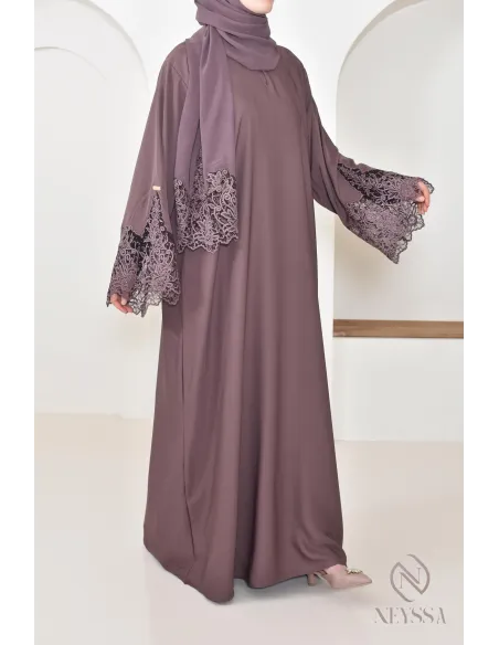 Abaya Dubaï mauve moderne pour femme, abaya de luxe, tenue Aid hijabi