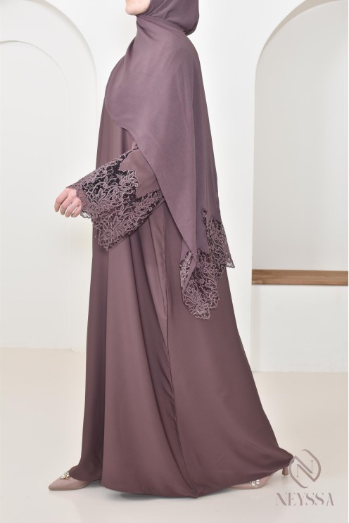 Abaya Dubaï mauve moderne pour femme, abaya de luxe, tenue Aid hijabi