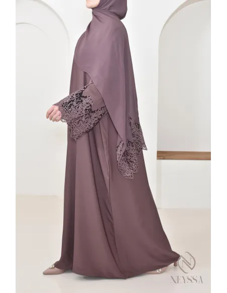 Abaya Dubaï mauve moderne pour femme, abaya de luxe, tenue Aid hijabi