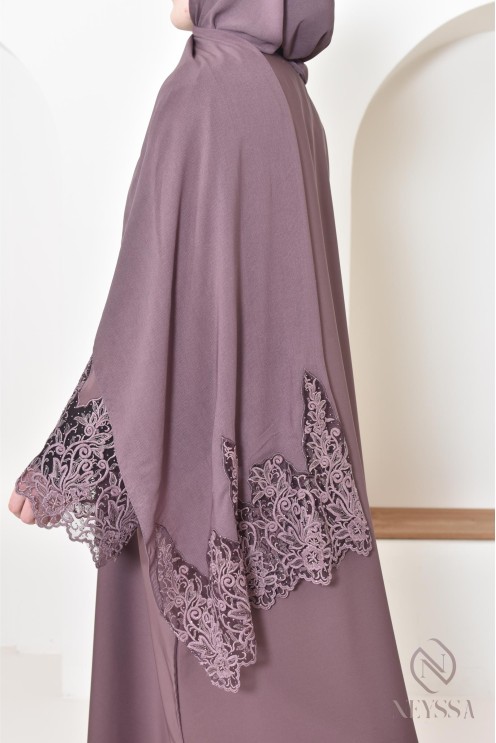Abaya Dubaï mauve moderne pour femme, abaya de luxe, tenue Aid hijabi