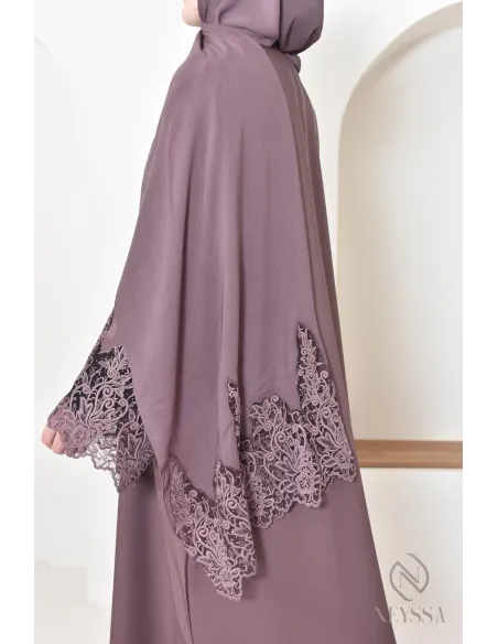 Abaya Dubaï mauve moderne pour femme, abaya de luxe, tenue Aid hijabi