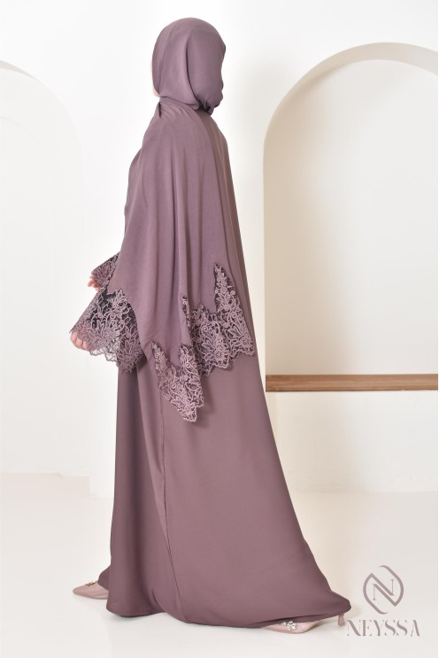 Abaya Dubaï mauve moderne pour femme, abaya de luxe, tenue Aid hijabi