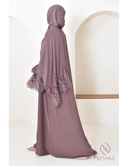 Abaya Dubaï mauve moderne pour femme, abaya de luxe, tenue Aid hijabi