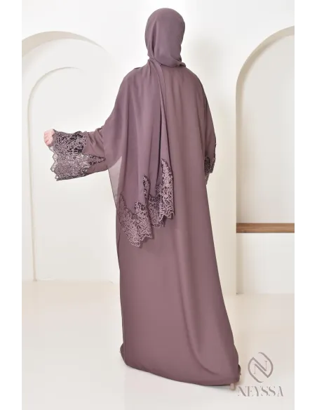 Abaya Dubaï mauve moderne pour femme, abaya de luxe, tenue Aid hijabi