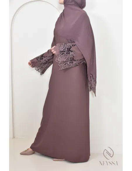 Abaya Dubaï mauve moderne pour femme, abaya de luxe, tenue Aid hijabi