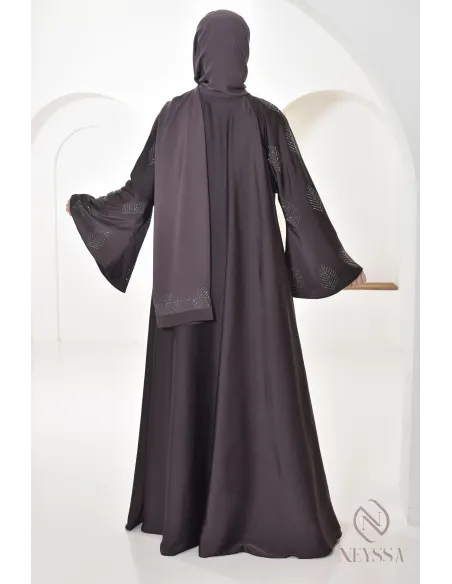 Abaya Dubai à strass longue pour femme musulmane, tenue Aid 2025