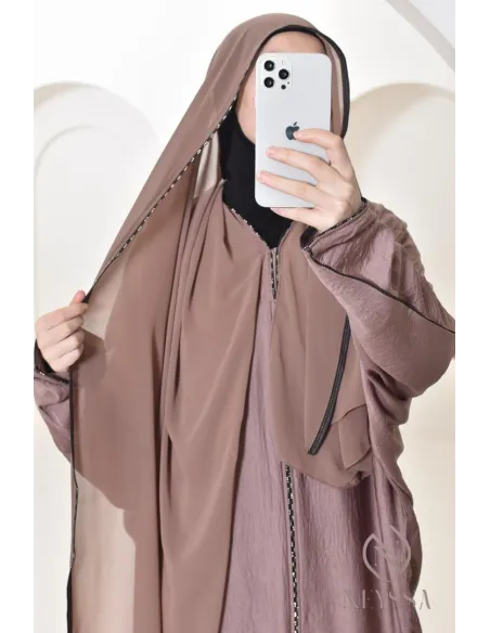  Abaya Dubaï longue pour femme hijabi, abaya hijab intégré pour AID 