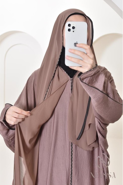  Abaya Dubai long for women hijabi, integrated hijab abaya for AID 
