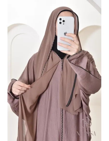  Abaya Dubaï longue pour femme hijabi, abaya hijab intégré pour AID 