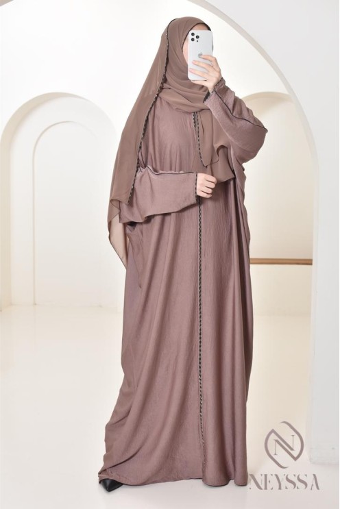  Lange Abaya Dubai für Hijabi-Frauen, integrierte Hijab-Abaya für AID