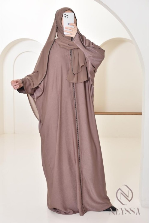  Lange Abaya Dubai für Hijabi-Frauen, integrierte Hijab-Abaya für AID