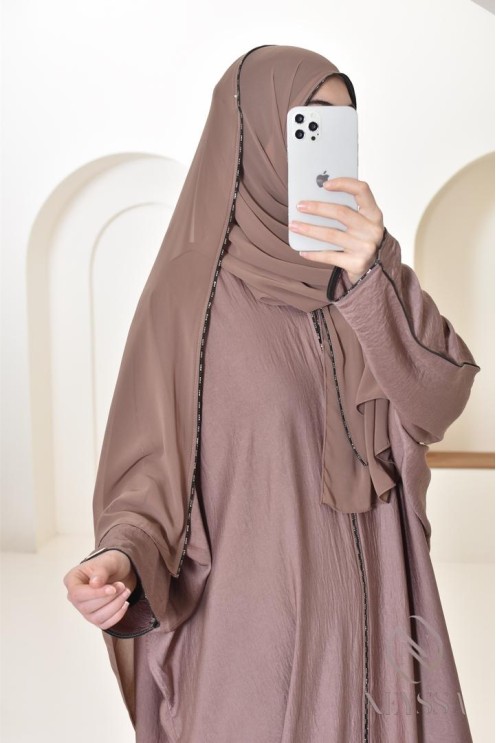  Lange Abaya Dubai für Hijabi-Frauen, integrierte Hijab-Abaya für AID