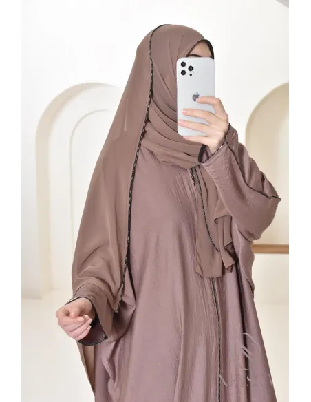  Abaya Dubaï longue pour femme hijabi, abaya hijab intégré pour AID 