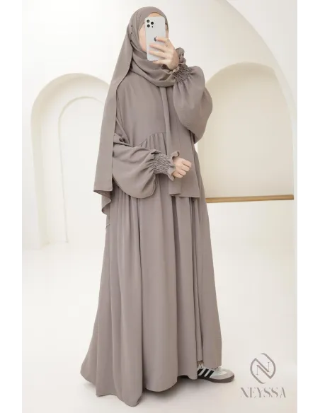 Gebetsabaya mit integriertem Hijab aus Jazz, muslimische Frau, Ramadan