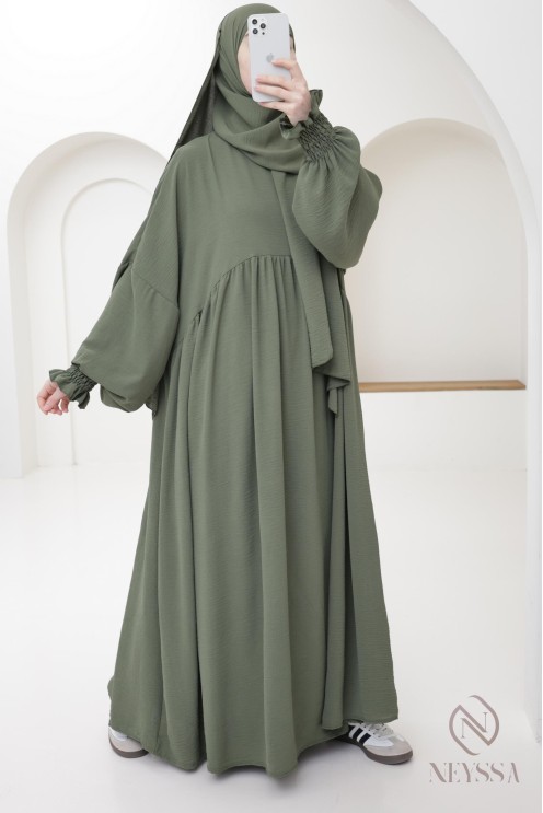 Abaya de prière hijab intégré en jazz, femme musulmane, ramadan 2025