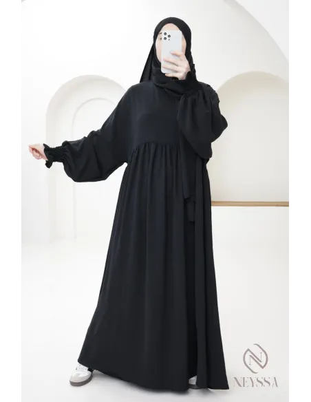 Abaya with integrated hijab in jazz, muslim woman, ramadan 2025