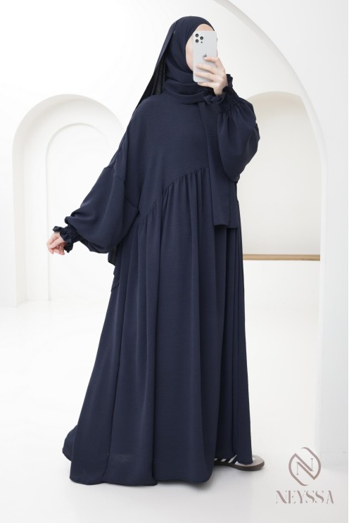 Abaya with integrated hijab in jazz, muslim woman, ramadan 2025