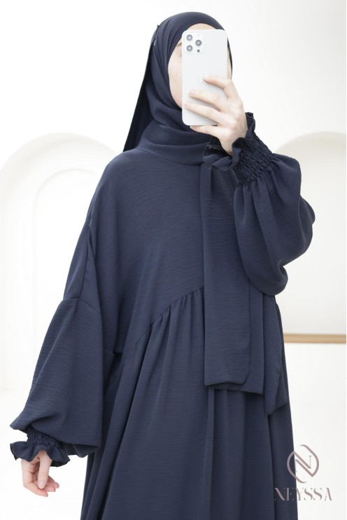 Abaya with integrated hijab in jazz, muslim woman, ramadan 2025