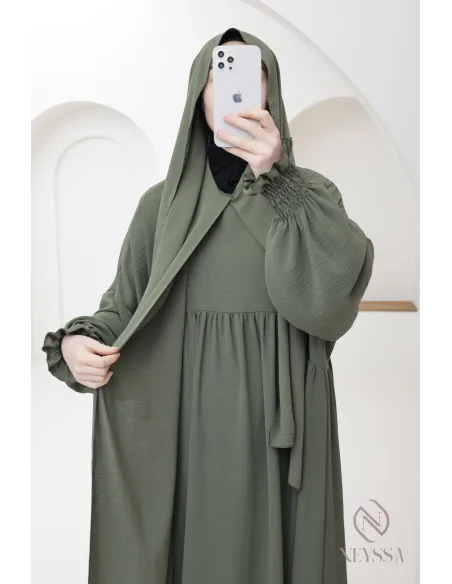 Gebetsabaya mit integriertem Hijab aus Jazz, muslimische Frau, Ramadan