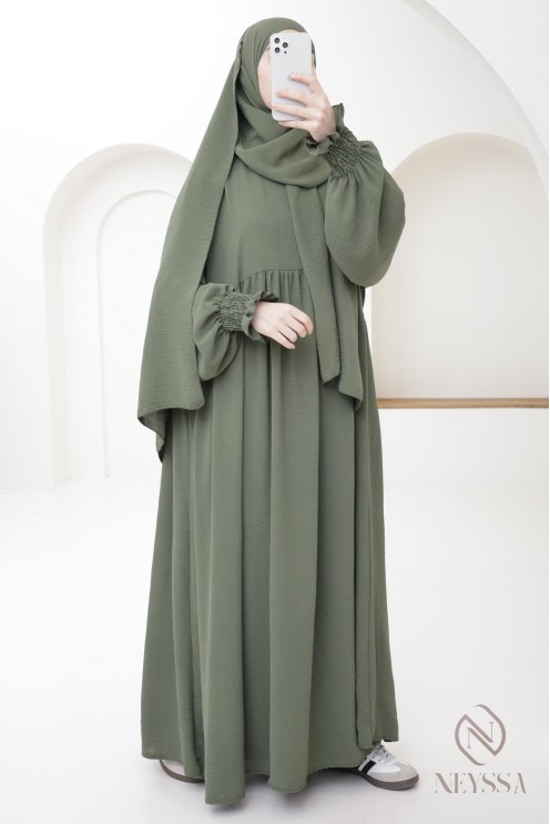 Abaya with integrated hijab in jazz, muslim woman, ramadan 2025