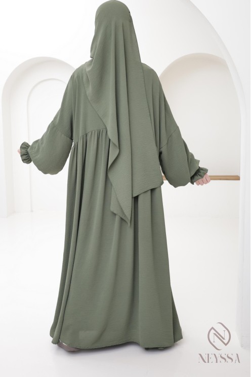 Abaya with integrated hijab in jazz, muslim woman, ramadan 2025