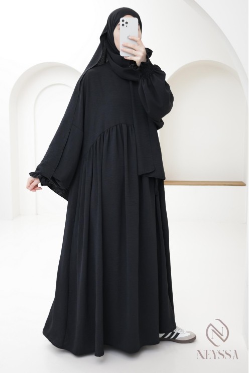 Abaya de prière hijab intégré en jazz, femme musulmane, ramadan 2025